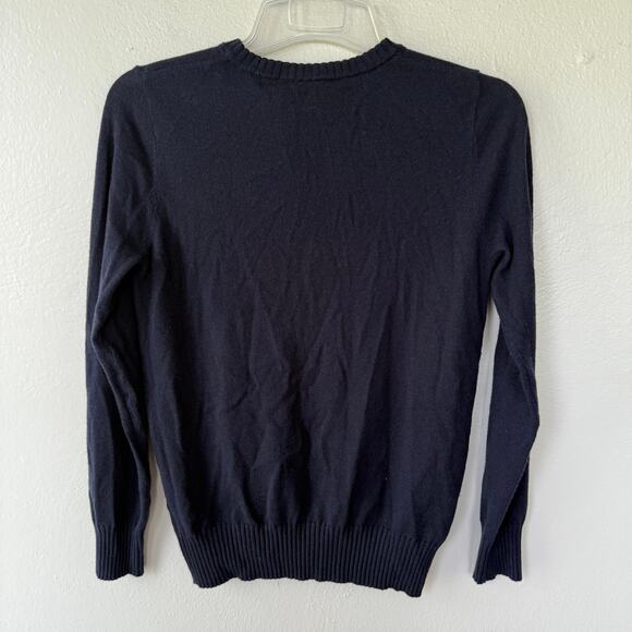 Tory Burch Cashmere Wool Blend Crewneck Navy Blue pullover lite sweater size S - Picture 7 of 9